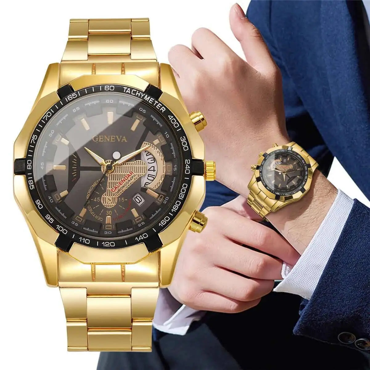 Luxury Men Business Watches Fashion Large Dial Calendar Quartz Watch Reloj Hombre（Without Box）