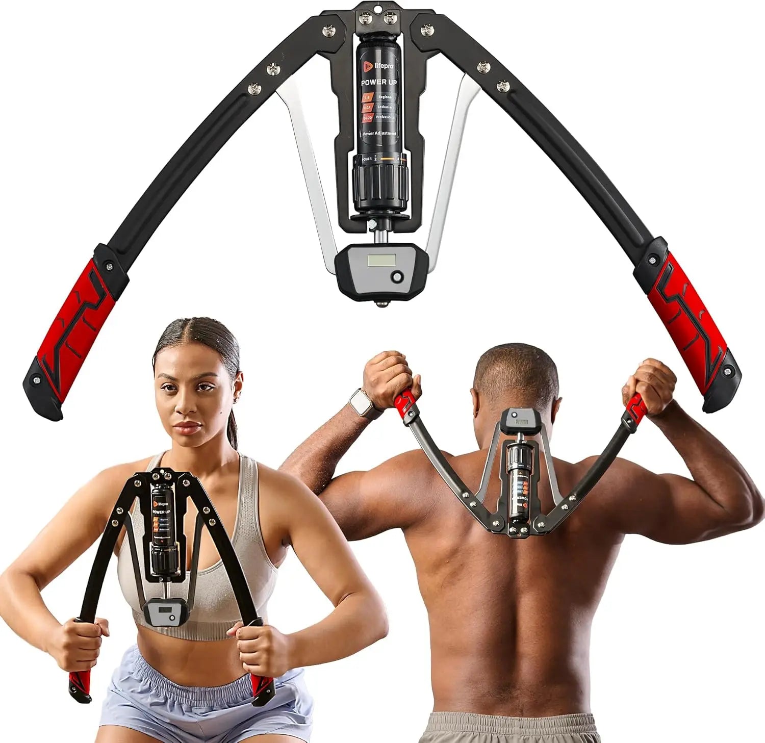 Hydraulic Power Chest Expander and Arm Twister Trainer Exerciser-Adjustable 22-440lb Resistance,Smart Counter-Workout Equipment