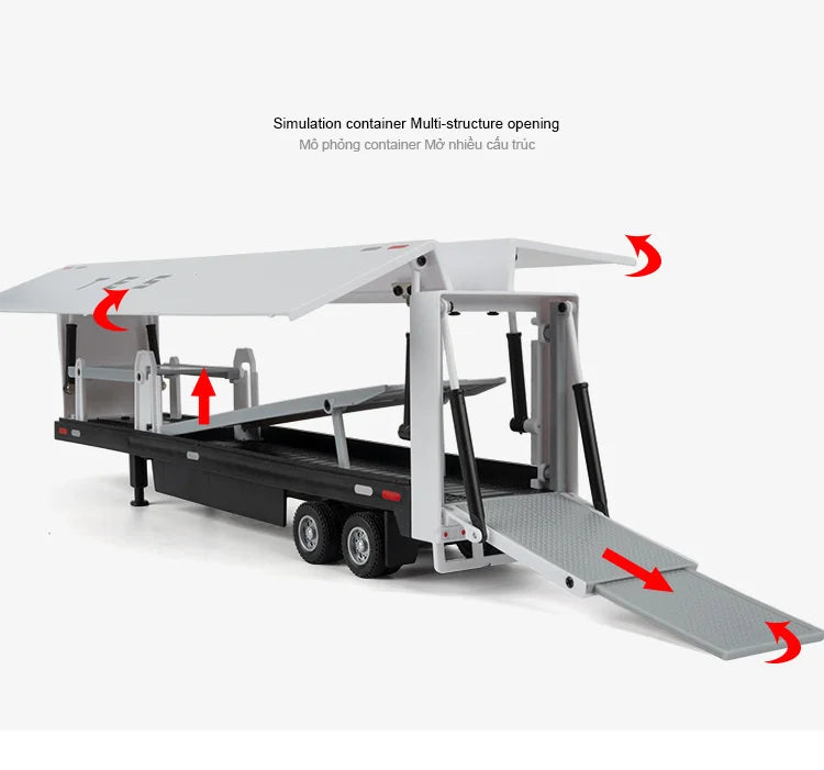 1:32 Semi Alloy Electric Semi Trailer Truck Head Car Model Diecast Container Transport Truck Vehicles Car Model Sound Light Toys