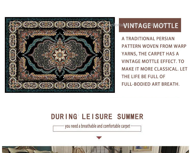 Persian Style Carpet for Living Room Home Decoration Retro Lounge Rug Soft Bedroom Carpet Non-slip Bedside Mats Washable 200x300