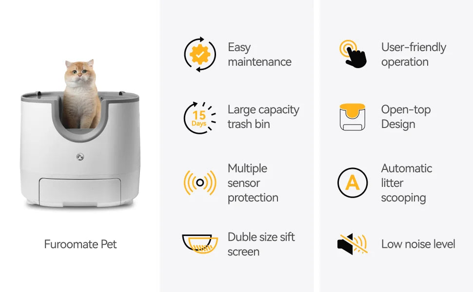 Self-Cleaning Cat Litter Box Open-Top Design with Advanced Safety Sensors Extra Large Capacity for Multi-Cat Homes Hassle-Free