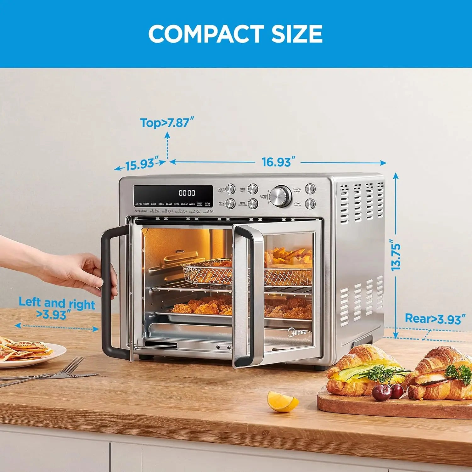Flexify French Door Toaster Oven Air Fryer Combo, 26.4 QT, Extra Large Air Fryer Countertop Oven 10-in-1 Combo, 25% Faster