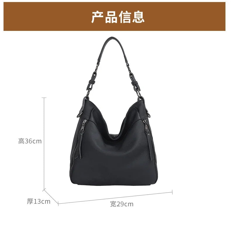 2025 Luxury Women's Handbag - Genuine Cow Leather, Large Capacity & Versatile Shoulder/Crossbody/Tote Commuting Bag