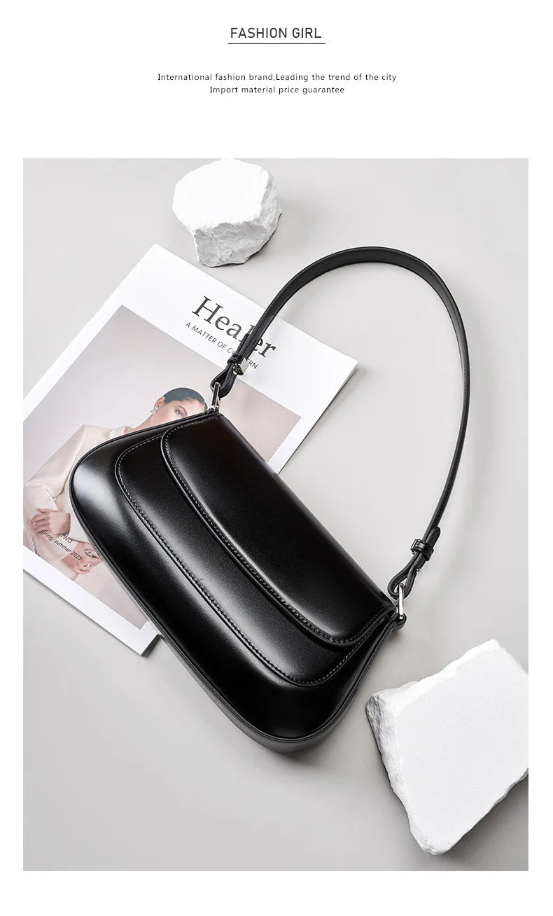 100% Genuine Leather Women Shoulder Bag Korean style Ladies Luxury Cow Leather Crosssbody armpit Bag handbag For Street Shopping