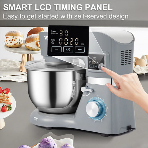 1.8Qt Electric Ice Cream Maker, 6-Speed Stand Mixer with Timer, for Yogurt, Sorbet, Gelato, Grey