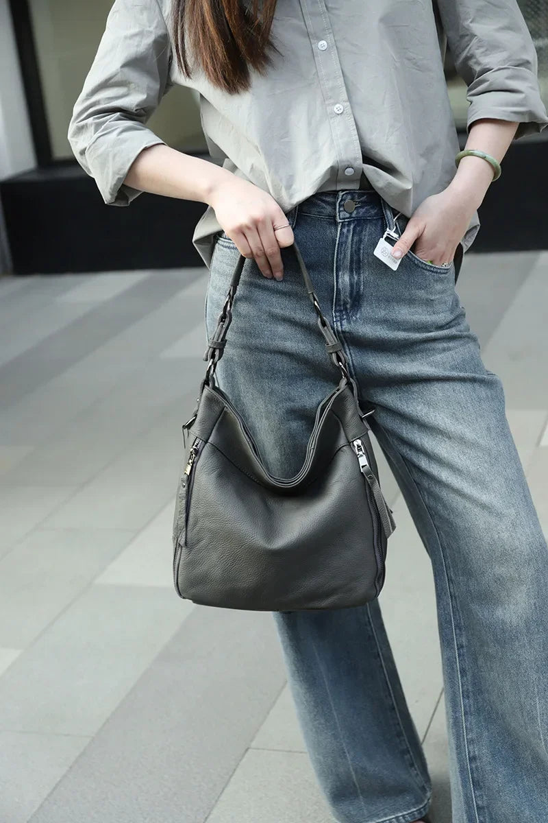 2025 Luxury Women's Handbag - Genuine Cow Leather, Large Capacity & Versatile Shoulder/Crossbody/Tote Commuting Bag