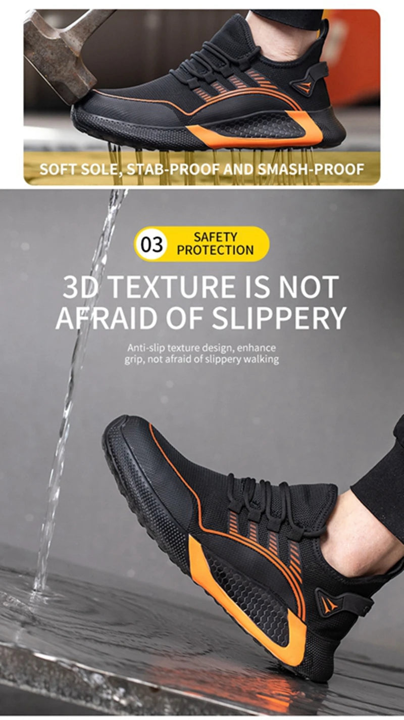 New Breathable Lightweight Work Shoes Comfortable Soft Safety Shoes European Standard Safety Shoes Sport Safety Steel-Toed Shoes