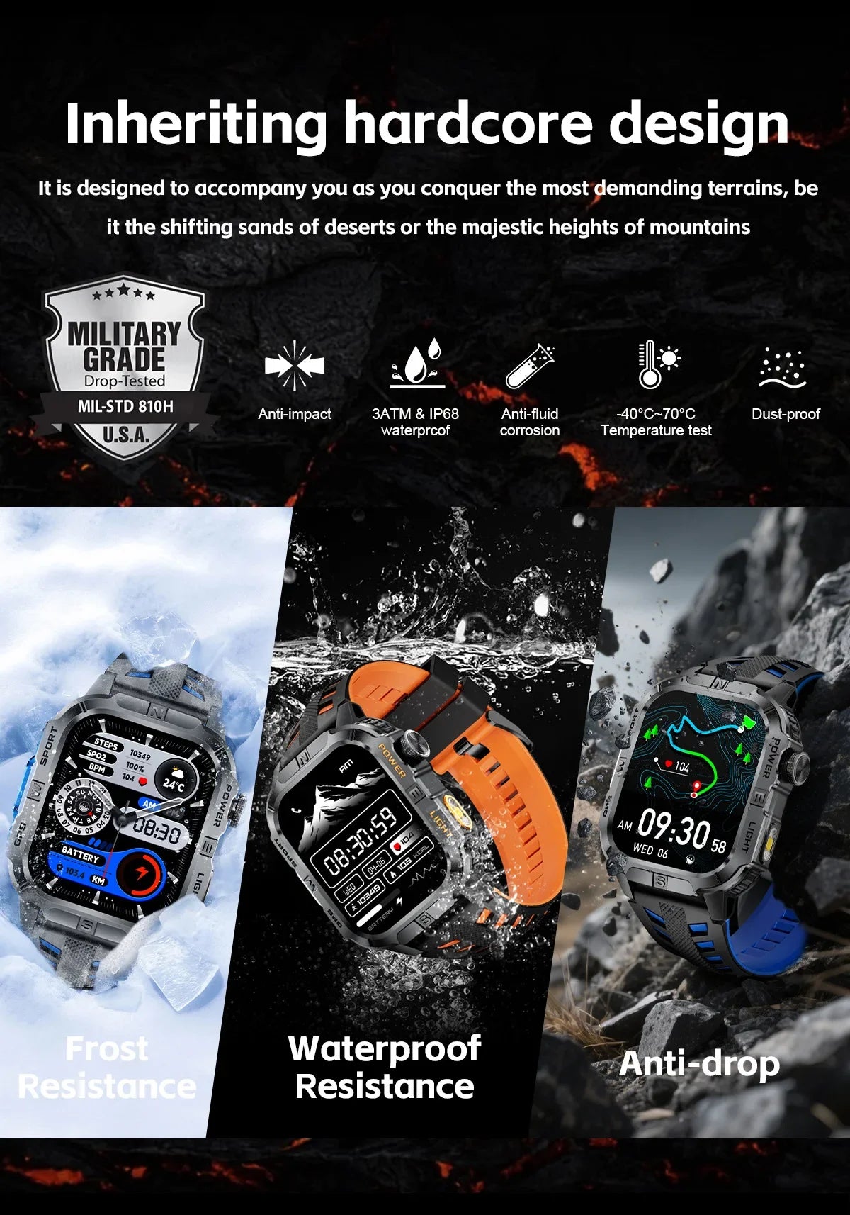 2026New GPS Outdoor Smart Watch Men Women Compass Altimeter Barometer Waterproof Bluetooth Call Sports Smartwatch 540mAh Battery
