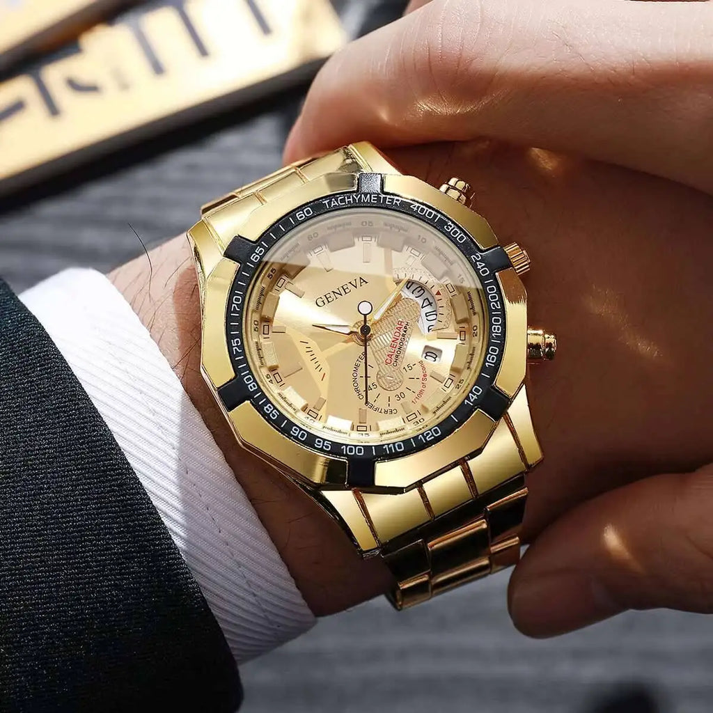 Luxury Men Business Watches Fashion Large Dial Calendar Quartz Watch Reloj Hombre（Without Box）