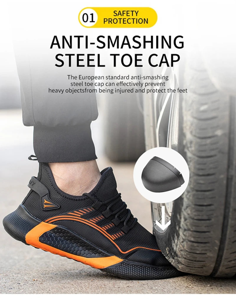 New Breathable Lightweight Work Shoes Comfortable Soft Safety Shoes European Standard Safety Shoes Sport Safety Steel-Toed Shoes
