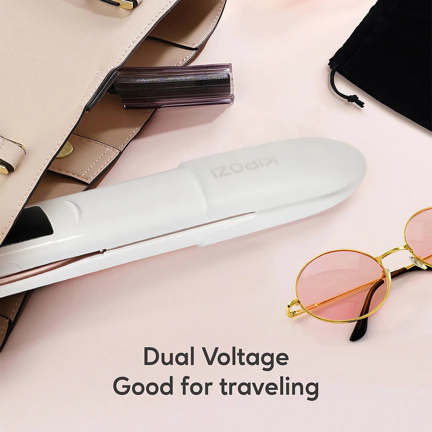 KIPOZI Perfect For Any Hair Type Titanium Flat Iron Hair Straightener with Digital LCD Display Dual Voltage Instant Heating Iron