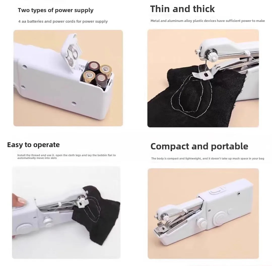 New Hand Sewing Machine Portable Sewing Machine Quick Handheld Sewing Tool Mini Electric Home DIY Apparel Supplies Arts Crafts
