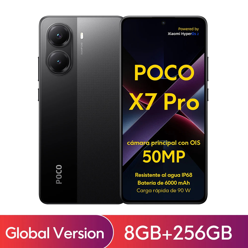 POCO X7 Pro Global Version Mobile Phone 6000mAh Battery 90W HyperCharge Dimensity 8400-Ultra 120Hz 1.5K display IP68 NFC