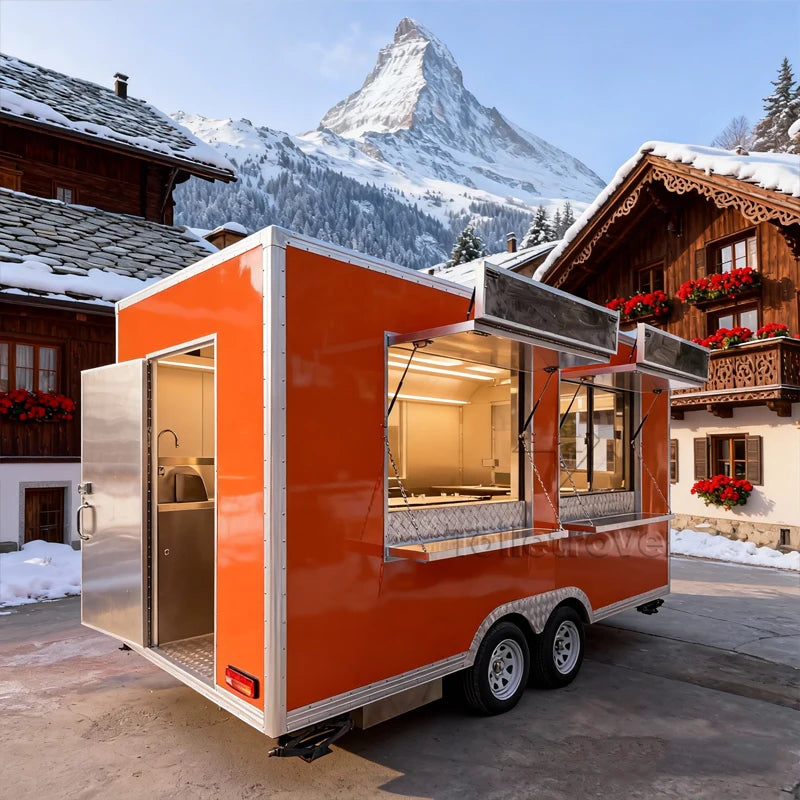 Galvanized Sheet Catering Bar Fruit Mini Size Mobile Kitchen Bar Ice Cream Customised Mobile Kiosk Hot Dog Cart Food Trailer