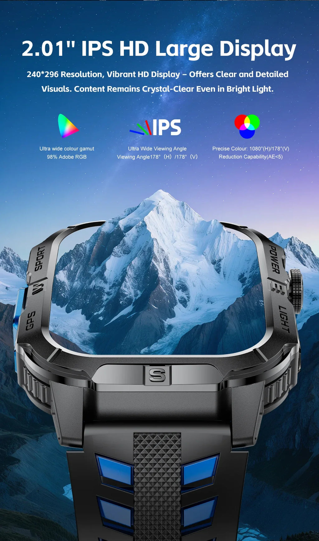 2026New GPS Outdoor Smart Watch Men Women Compass Altimeter Barometer Waterproof Bluetooth Call Sports Smartwatch 540mAh Battery
