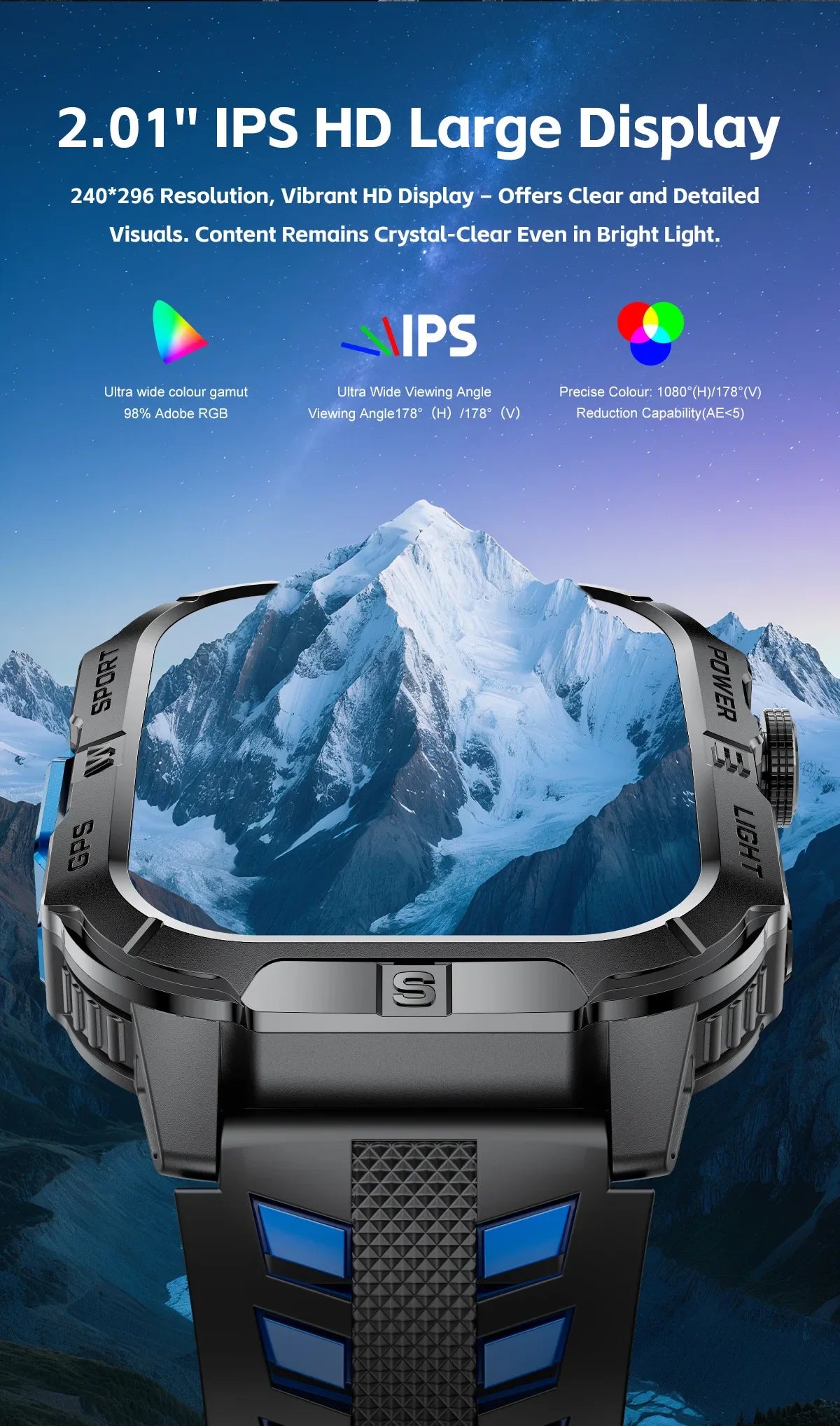 2026New GPS Outdoor Smart Watch Men Women Compass Altimeter Barometer Waterproof Bluetooth Call Sports Smartwatch 540mAh Battery