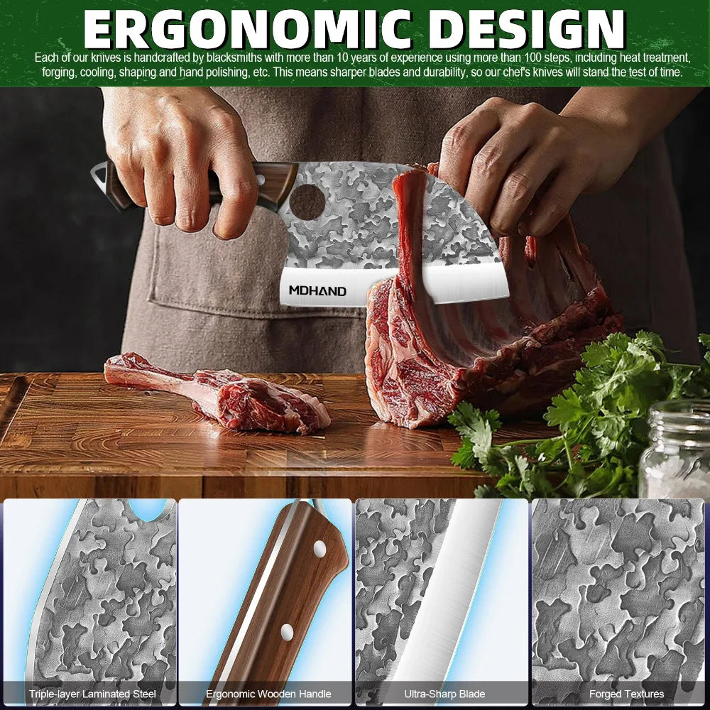 MDHAND 7''Stainless Steel Japanese Kitchen Knives Sharp Blade Professional Chef Knife for Meat Cleaver Fish Cutting Kitchen Tool