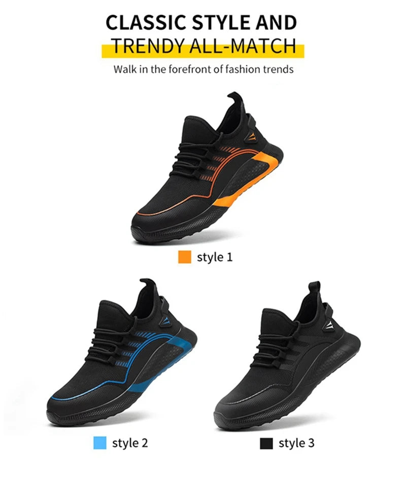 New Breathable Lightweight Work Shoes Comfortable Soft Safety Shoes European Standard Safety Shoes Sport Safety Steel-Toed Shoes