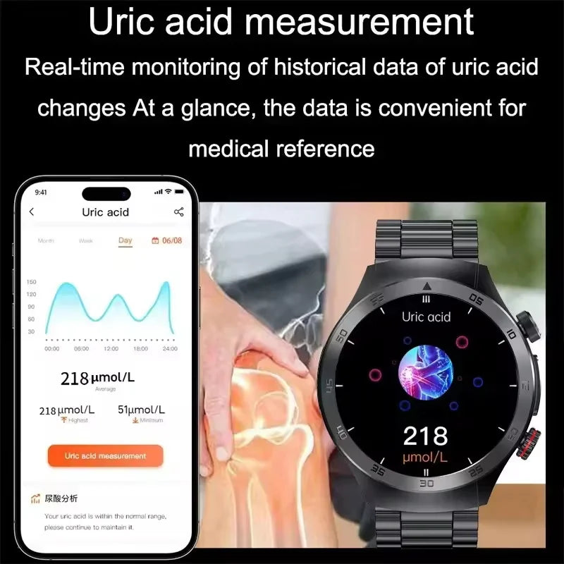 2026New Precise Laser Therapy Bracelet Health ECG+PPG Smart Watch Blood Pressure Blood Lipid Uric Acid BT HD Call SmartWatch Men