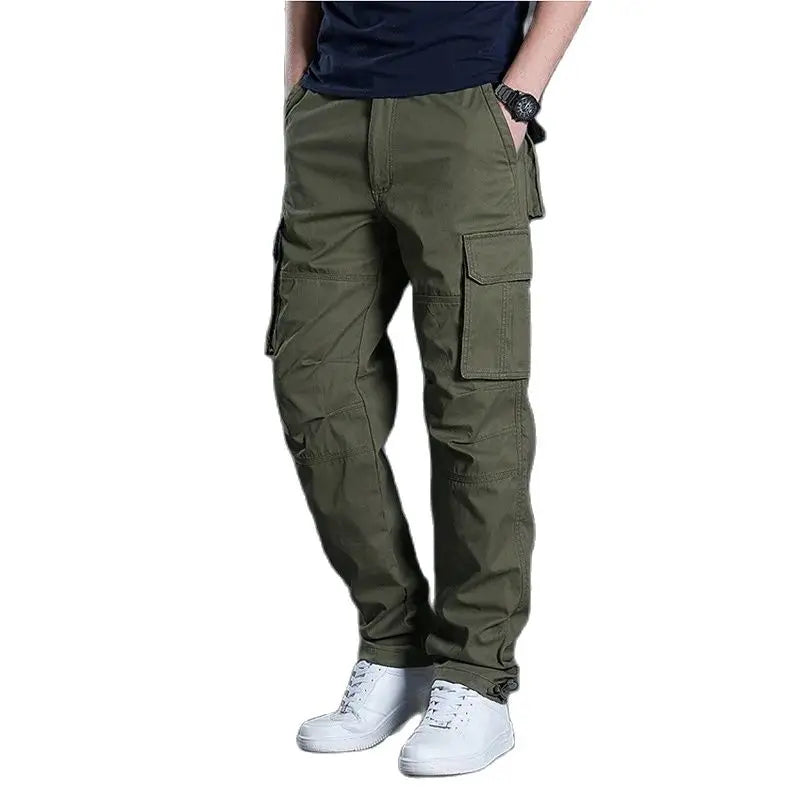 2025 Cotton Multi Flap Pockets Men's Straight Leg Cargo Pants Loose Casual Outdoor Pants Men's Work Pants For Hiking Tactical