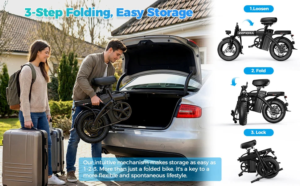 1000w 2000w Adult Electric Bike,30miles 48v Aluminum Alloy 14 Inch Ebike,for Both Men Women In Cities Cycling Electric Bicycle