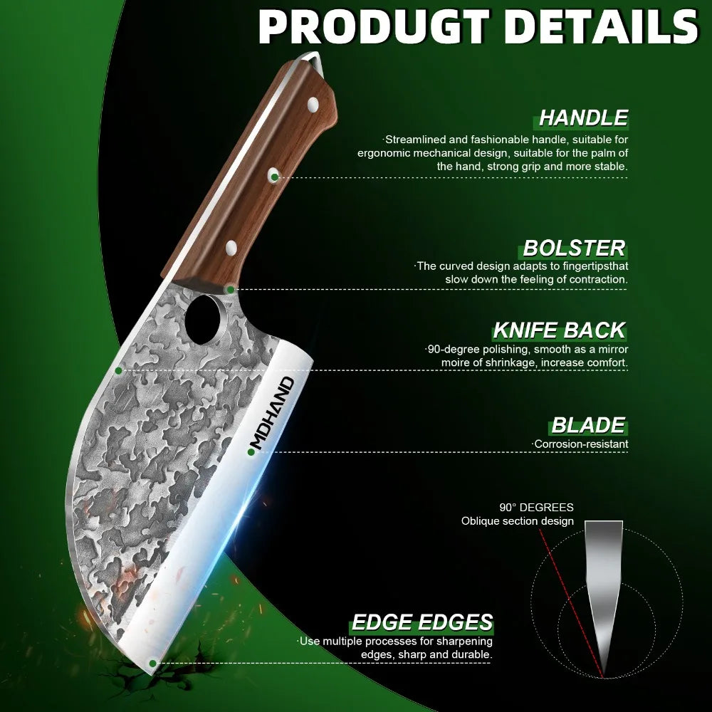 MDHAND 7''Stainless Steel Japanese Kitchen Knives Sharp Blade Professional Chef Knife for Meat Cleaver Fish Cutting Kitchen Tool