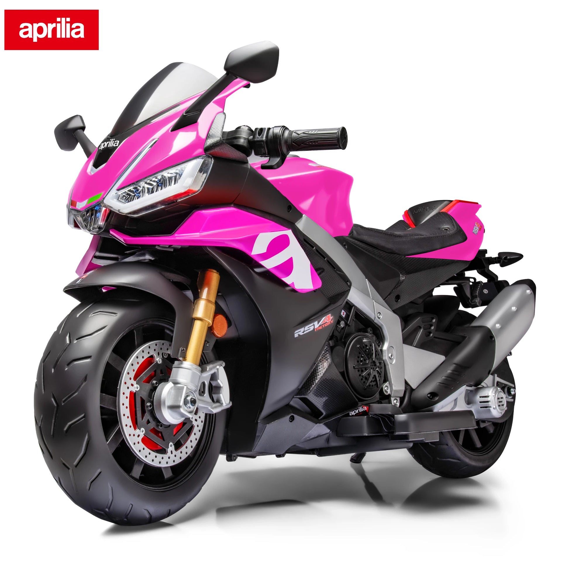 24V Kids Motorcycle Electric Motorbike Aprilia Licensed Ride on Toy w/LED Lights Bluetooth Music Battery Powered 10MPH