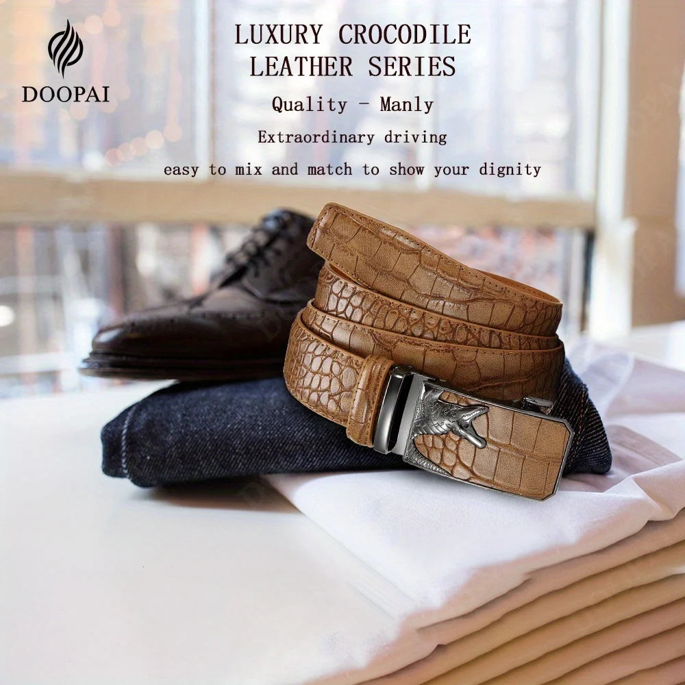 Men's PU Leather Belt Fashion Automatic Buckle Belt for Popular Business High Quality Male Belt