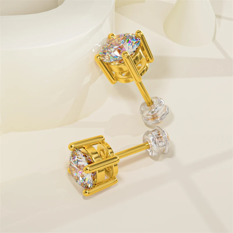 Original Real 18K Gold Moissanite Diamond Earrings Authentic AU750 Exquisite Gift Gold Earrings For Woman Female Fine Jewelry