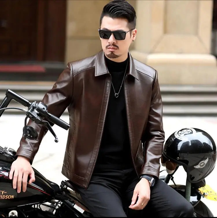 Men's Leather Jacket Man Real Leather Coat Male Leather Clothing Fashion Leather Jacket Genuine Leather Motorcycle Jacket