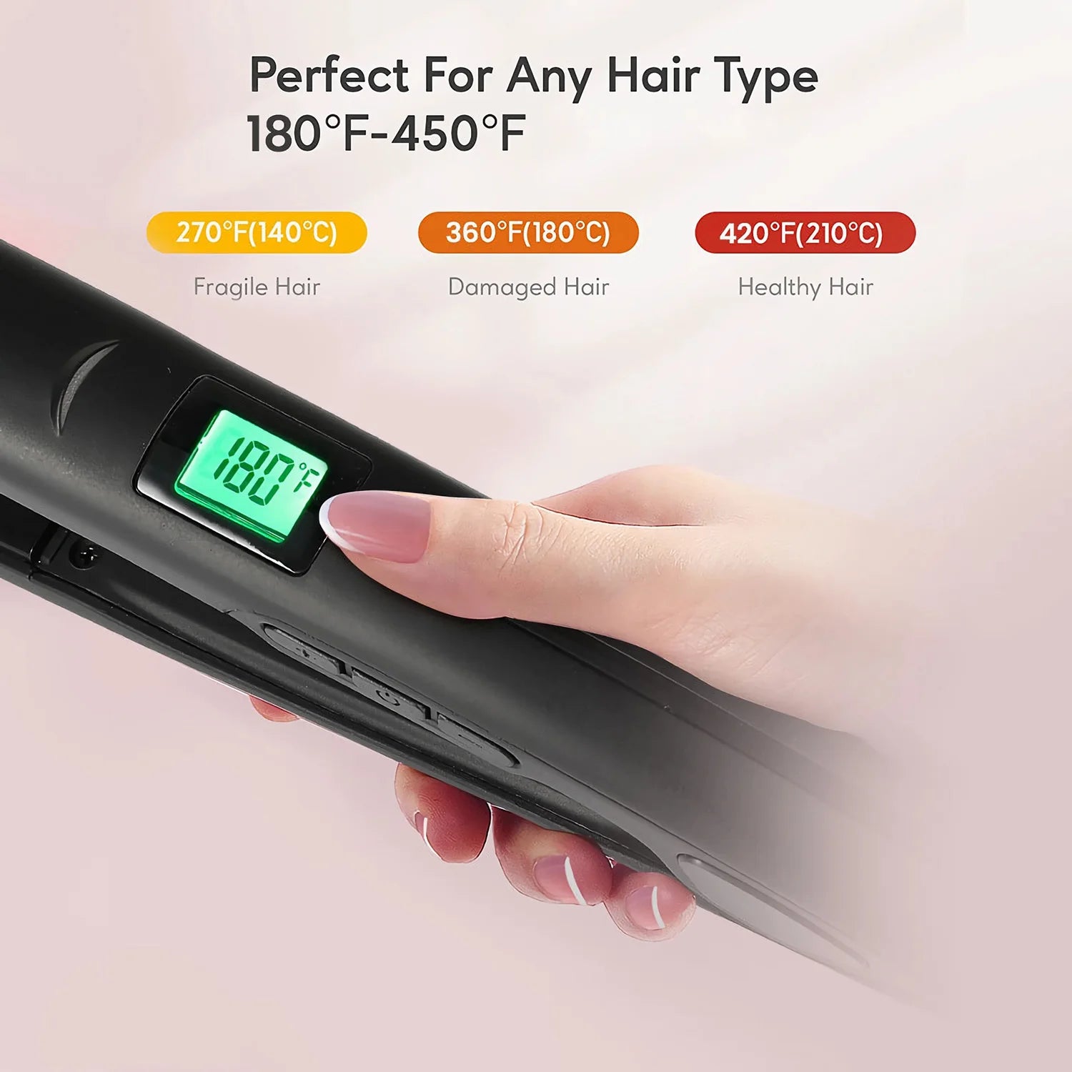 KIPOZI Perfect For Any Hair Type Titanium Flat Iron Hair Straightener with Digital LCD Display Dual Voltage Instant Heating Iron
