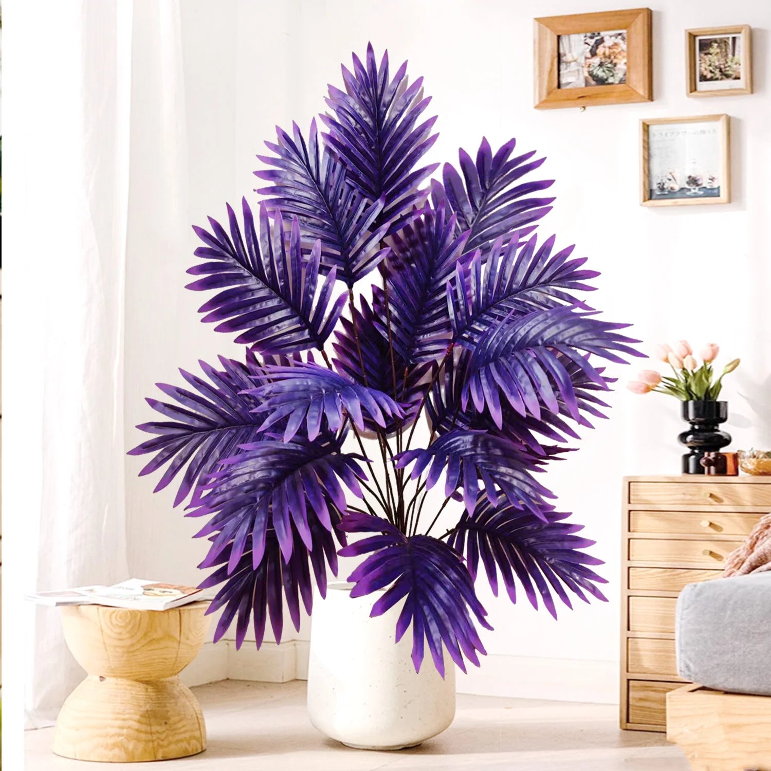 53-123cm  Artificial Palm Tree Tropical Fake Plant Green Plastic Palm Leaf Branches Suitable for Home Garden Decoration