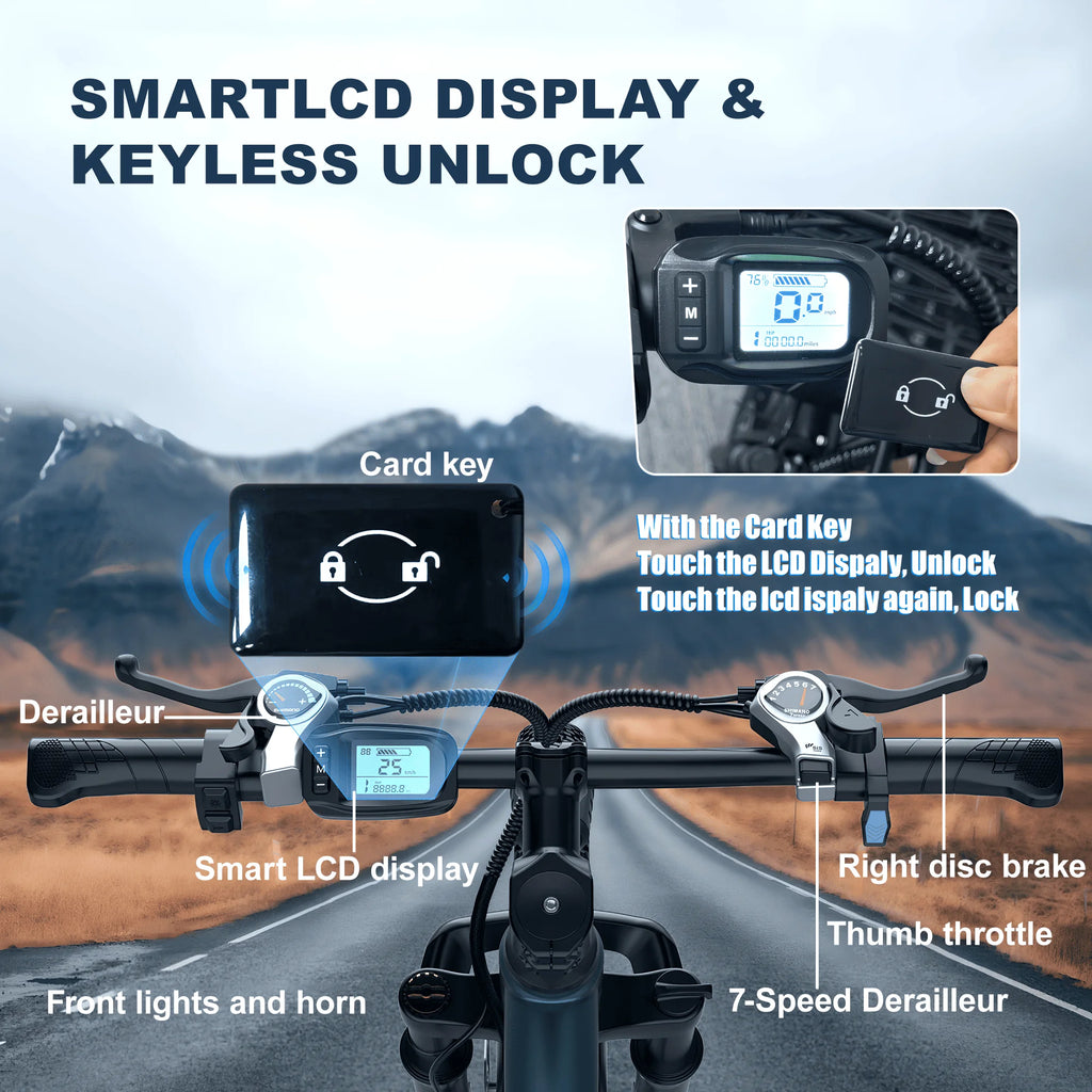 26'' Electric Bike for Adults,750W Peak Motor Mountain Ebike,25MPH Up to 40Miles,7-Speed,Shock Absorbers,Commuter E-Bike