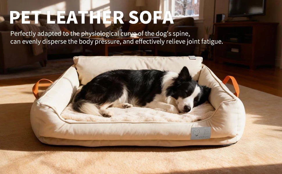 Large Dog Bed Leather Soft Plush Donut Snuggly Warm Cozy Pet Mat for Small to Extra Extra Large Dogs Rectangle Shape