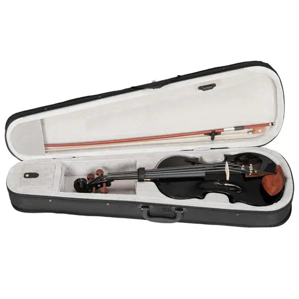 Full Size Matte Black 4/4 Spruce Panel Wooden Violin Set with Case Bow Rosin  4 Strings Shoulder Rest Turner Cleaning Cloth