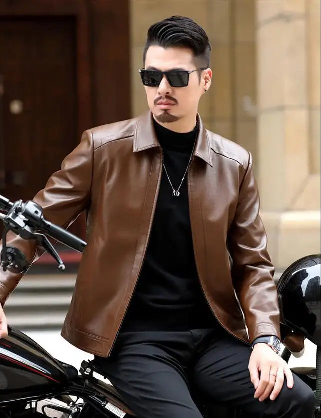 Men's Leather Jacket Man Real Leather Coat Male Leather Clothing Fashion Leather Jacket Genuine Leather Motorcycle Jacket