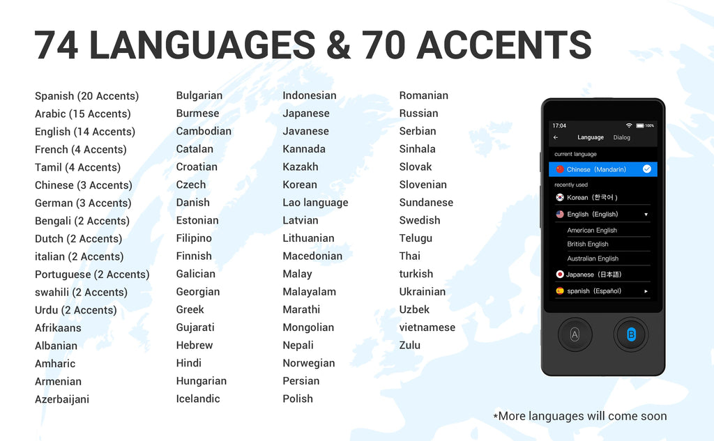 Wooask W12 Translator Device,Two Way Real Time Voice Translator, 144 Languages with 16 Offline Packages , for Travel Business