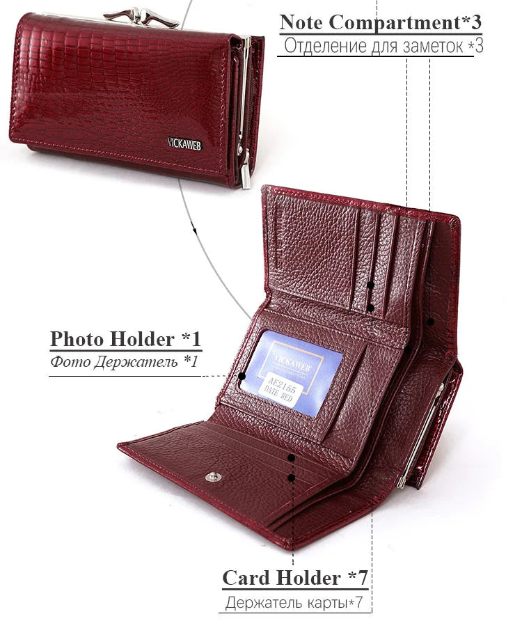 Free Gift Women Genuine Leather Short Wallet Female Fashion Purses Ladies Alligator Hasp & Zipper Small Coin Bag AE2155