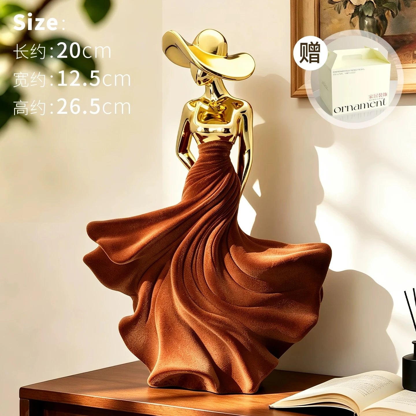 Luxury Home Decor Electroplating Flocked Figure Figurine Desk Decoration High-end LivingRoom TV Wine Cabinet Craft Ornament Gift
