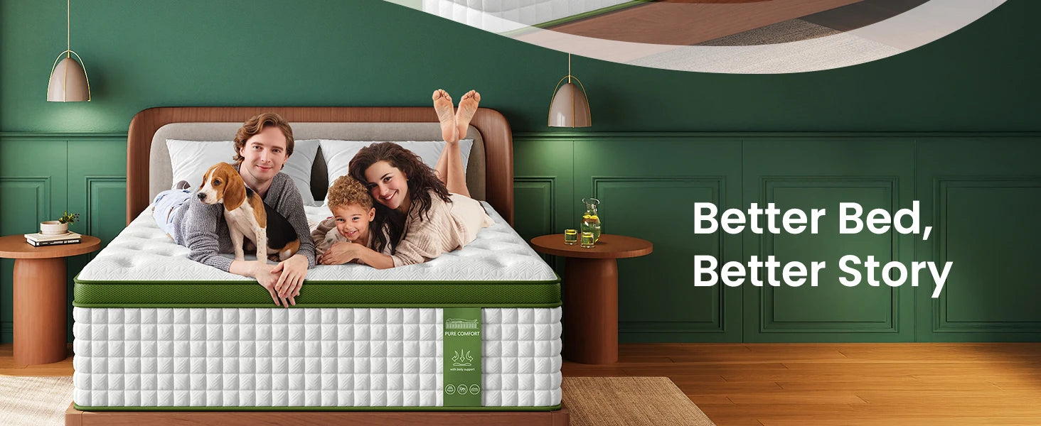 BedStory 12-14'' Hybrid Mattress, Full/King/Queen Size Mattress , Gel Memory Foam & Pocket Springs for Pressure Relief & Support