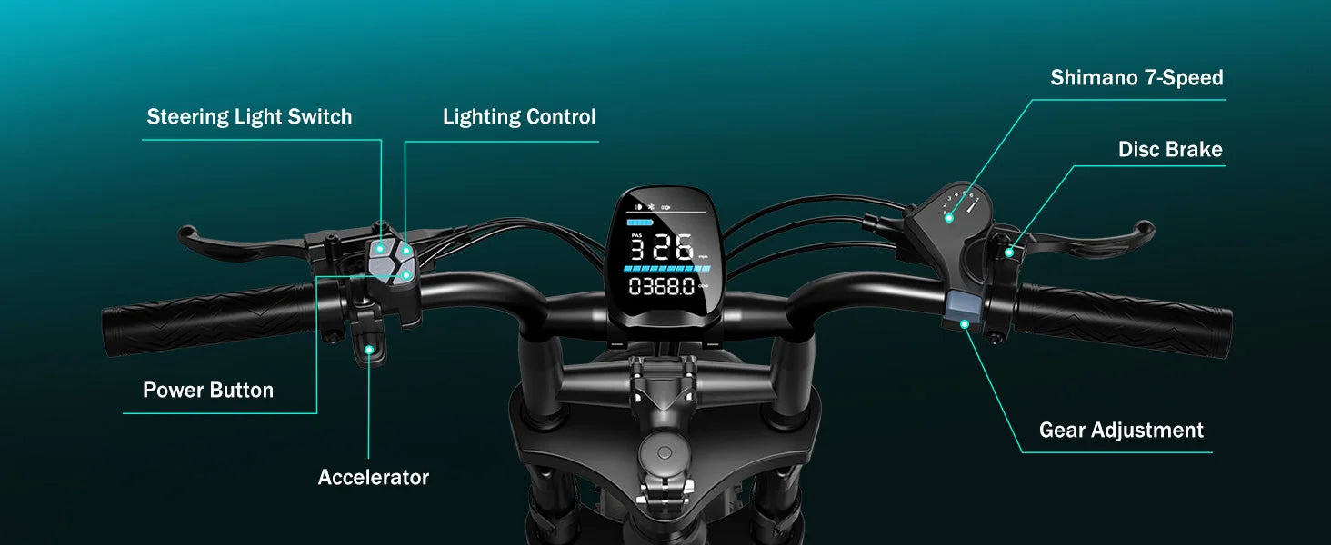 TST R002S 1500W e-bike, 20" fat tires, 60-100mile range, 28MPH, 48V 15Ah battery, for all terrains.