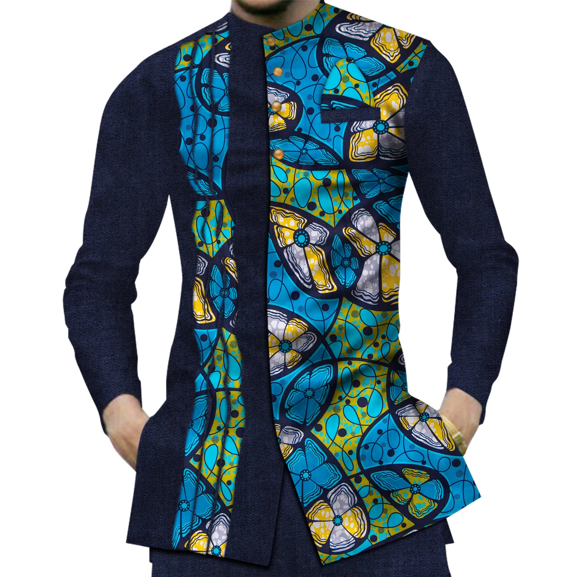 Casual 100% Cotton Mens African Clothing Dashiki Patchwork Print Shirt Tops Bazin Riche Traditional African Clothes WYN380