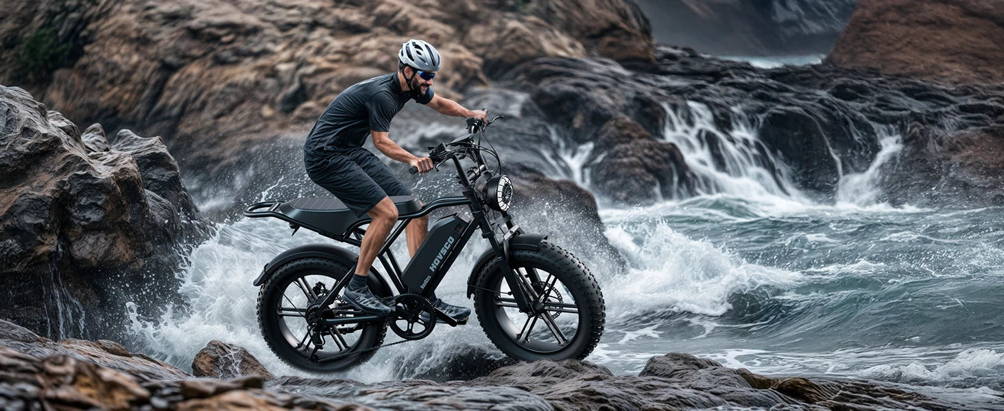 HOVSCO R003 1500W electric bike, 20" fat tires, 28MPH, 48V 15Ah battery, all-terrain, for road, sand, mountain, and snow.