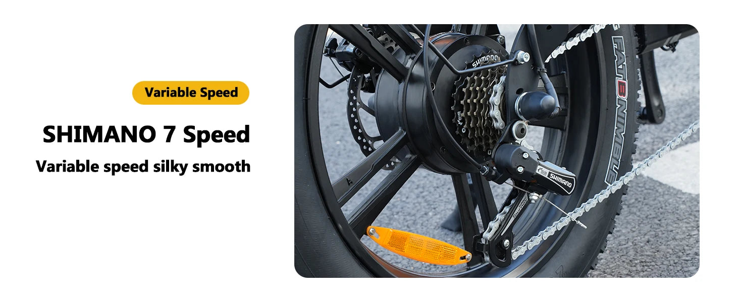 Electric Bike for Adults,1500W Peak,35MPH,48V 816Wh Battery,MAX 75Miles Electric Motorcycle,20'' Fat Tire Dirt Bike,7-Speed Bike