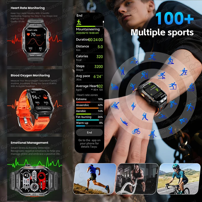 2026New GPS Outdoor Smart Watch Men Women Compass Altimeter Barometer Waterproof Bluetooth Call Sports Smartwatch 540mAh Battery