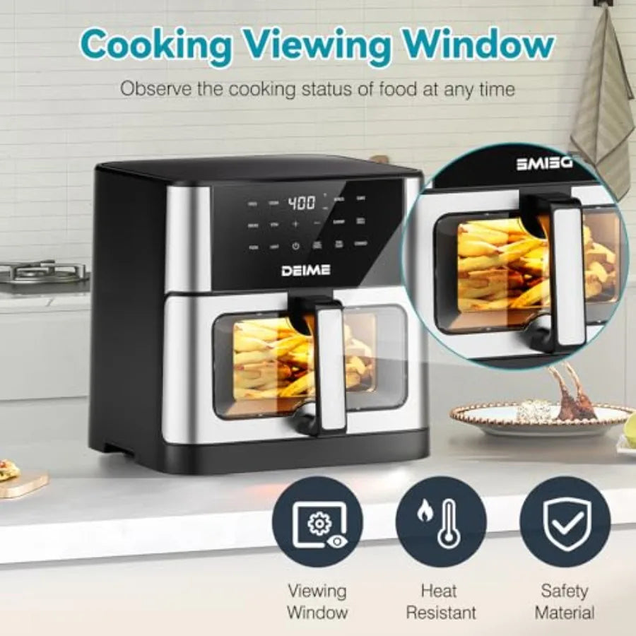 10.2 QT 1700W Large Ccity Air Fryer Oilless Healthy Cooker with 10 Preset Functions Non-Stick Basket Visual Cooking Window for