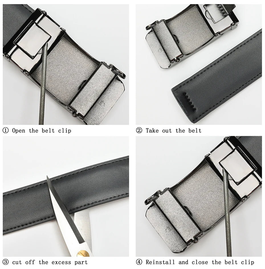 Maikun Leather Ratchet Belt For Men Click Leather Belt Adjustable Buckle Trim To Fit Black Brown