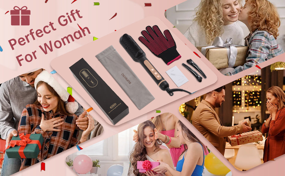 AP02 Negative Ionic Hair Straightener Brush, Fast Heating, Anti-Scald & Auto-Shut Off Hair Brush Straightener for Women