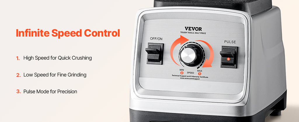 VEVOR Blender for Smoothies 1400W Professional Blender with Powerful Motor Multi-Functional Food Processing Blender for Kitchen