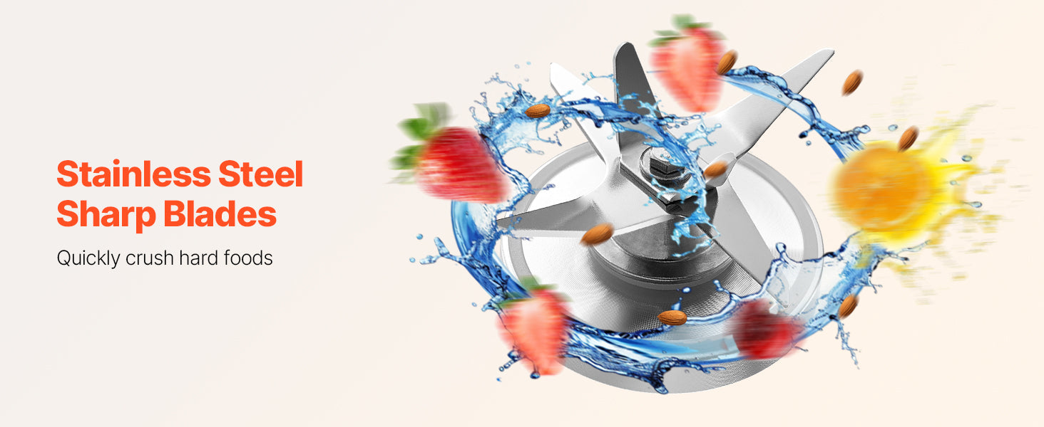 VEVOR Blender for Smoothies 1400W Professional Blender with Powerful Motor Multi-Functional Food Processing Blender for Kitchen